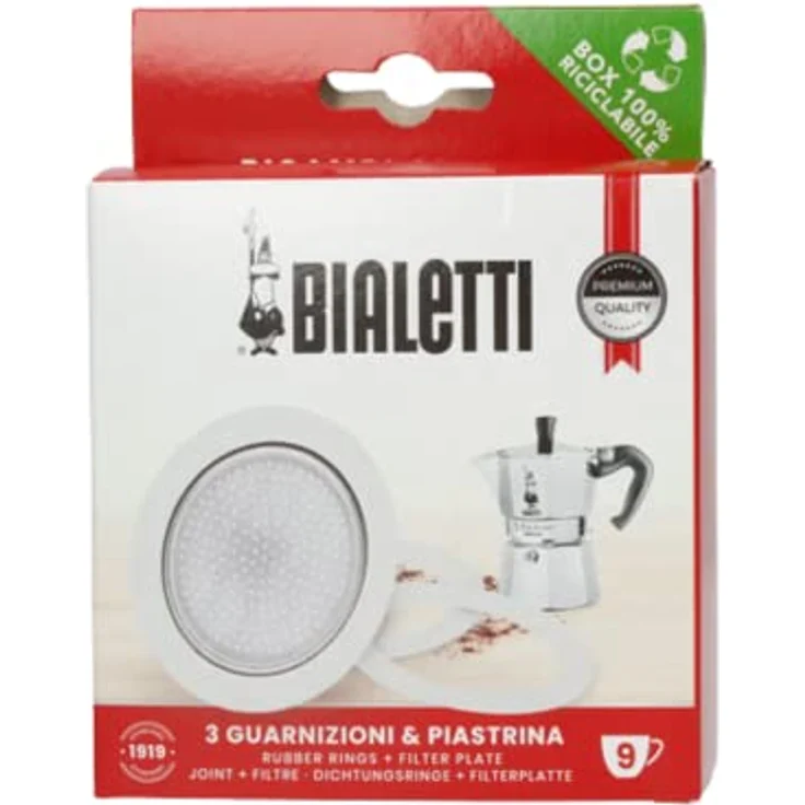 Bialetti Ersatzset 9 Tassen Alu 1 Dichtung +1 Filter – Bild 2