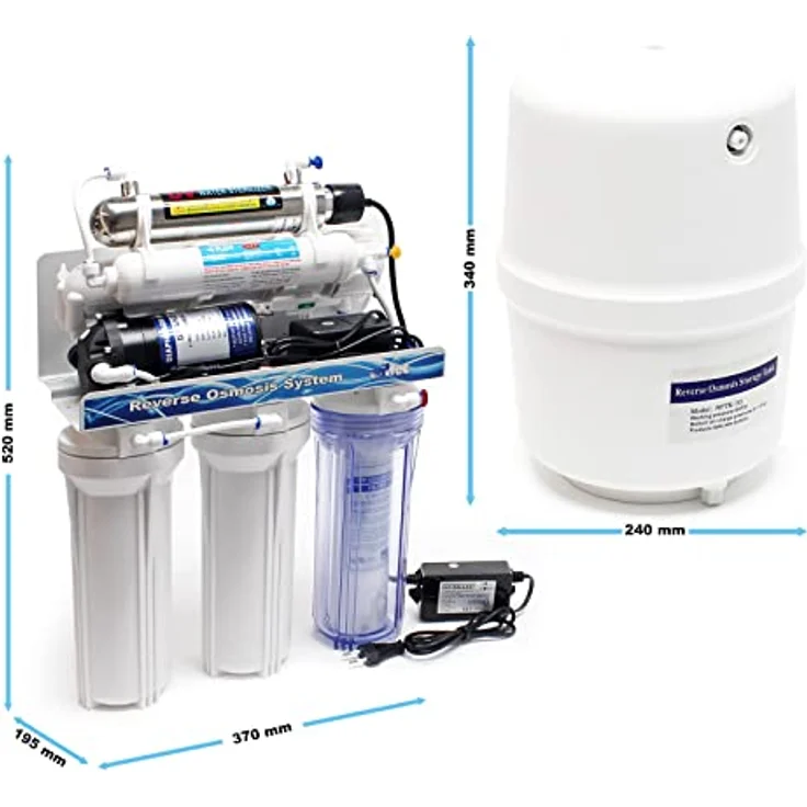 Naturewater 6 Stufen Umkehrosmose RO 180 L-Tag mit UV Klärer und Druckerhöhungspumpe – Bild 5