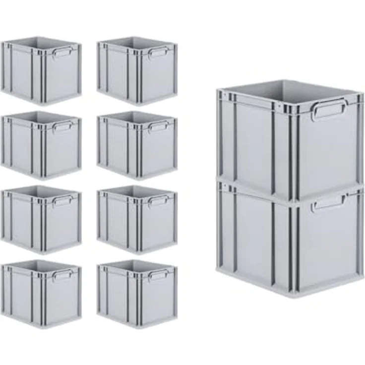 PROREGAL SuperSparSet 10x Eurobox NextGen Economy, 30 Liter Transportbehälter mit Scharnierdeckel und roten Verschlüssen, HxBxT 32x30x40cm, lebensmittelecht und robust – Bild 3
