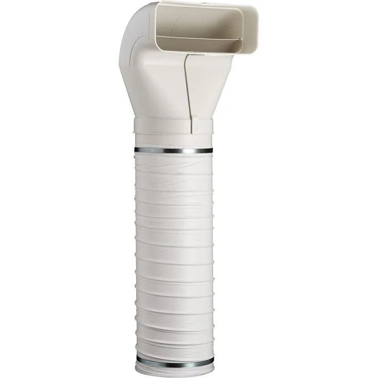 Airtec Flachkanal 175x80mm auf Ø 125mm, Umlenkstück mit 100cm Flexschlauch, weiß
