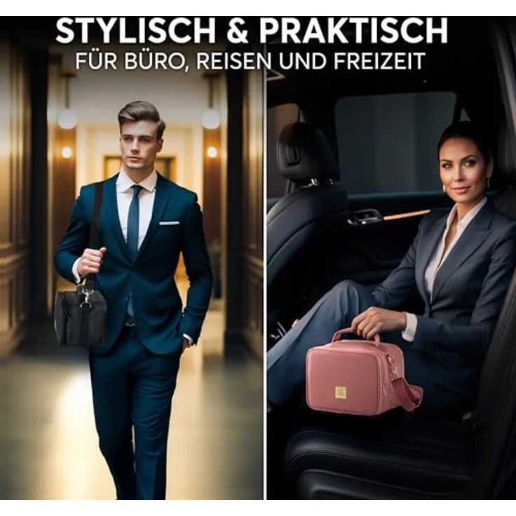 Umami Isolierter Lunchbag Premium, Lunchbox mit veganem Leder, Rosa, spritzwassergeschützt und verstellbarem Trageriemen – Bild 6