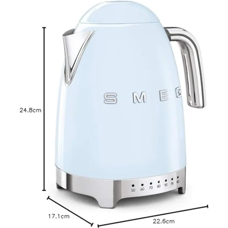 Smeg KLF04PBEU Wasserkocher, 2400W, 1,7L, Edelstahl, pastellblau – Bild 5