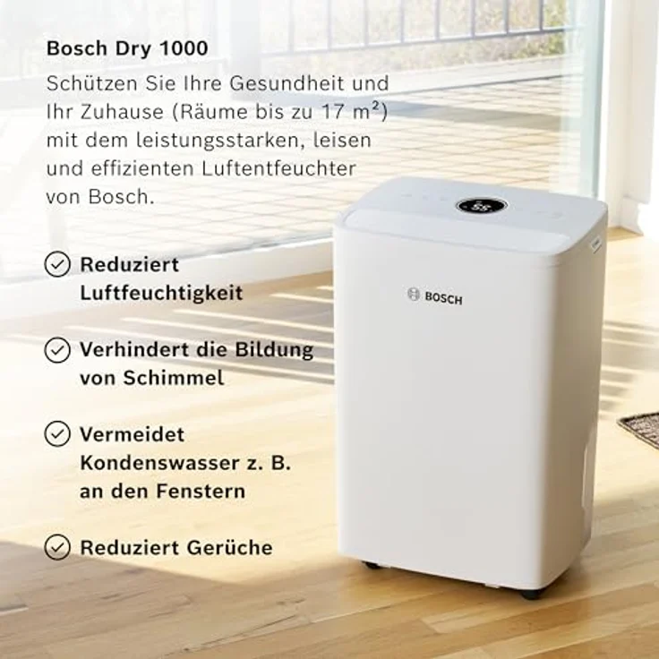 Bosch Dry 1000 Luftentfeuchter - Effizient & leise, ideal für Schlafzimmer & schnelle Wäschetrocknung – Bild 2