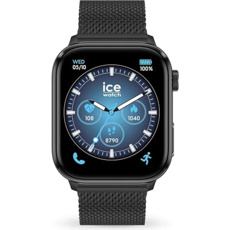 ICE-WATCH Smart Watch 024300, Schwarz Edelstahl Band, 1,78-Zoll AMOLED-Bildschirm – Bild 1