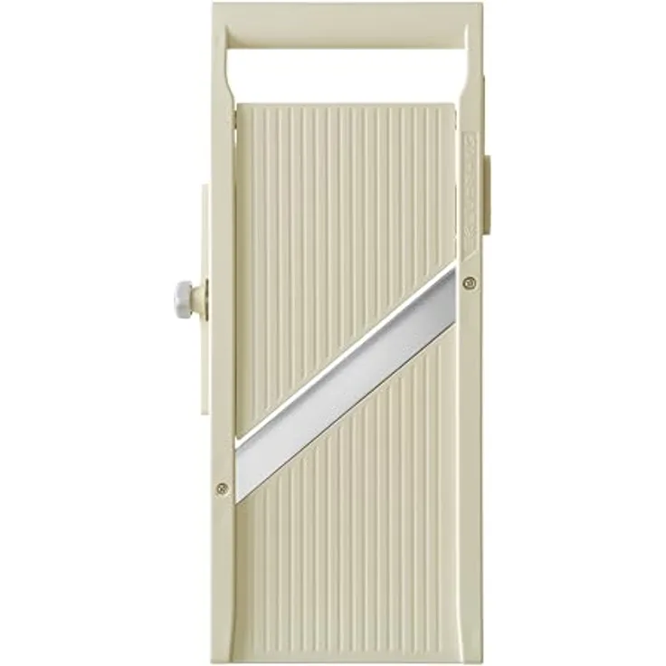 HENDI Japanische Mandoline Shōgun, Gemüsehobel mit Fingerschutz und integrierter Klinge, für hauchdünne Scheiben, 1-5 mm Schnittdicke, beige