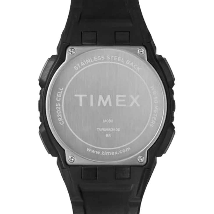 Timex Sport TW5M63800, Unisex-Armbanduhr mit digitalem Zifferblatt, 43 mm, schwarzes Polyurethan-Armband und wasserdicht bis 50 m – Bild 4