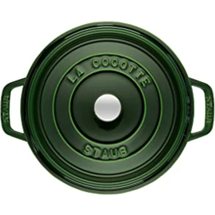 Staub 1102885 Cocotte-Bräter, rund mit Deckel 28 cm, 6,70 L, mit mattschwarzer lierung im Inneren des Topfes, basilikumgrün – Bild 4