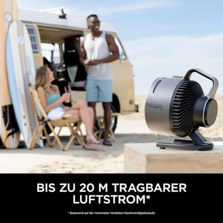Shark FlexBreeze HydroGo Starker Ventilator mit Sprühnebel, Kühlung für drinnen & draußen, leise & langlebig, kabelgebunden & kabellos, kompakt & leicht, bis zu 20 m Luftstrom, Anthrazit FA050EU – Bild 4