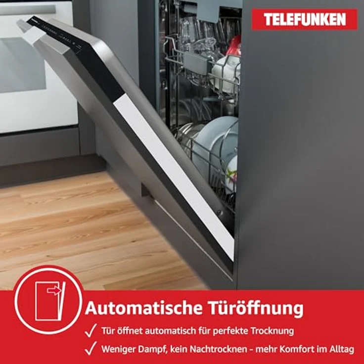 Telefunken GEV6012D, vollintegrierbarer Geschirrspüler 60 cm mit 12 Maßgedecken, 6 Programmen, AquaStop und leiser Betriebslautstärke 45 dB – Bild 6