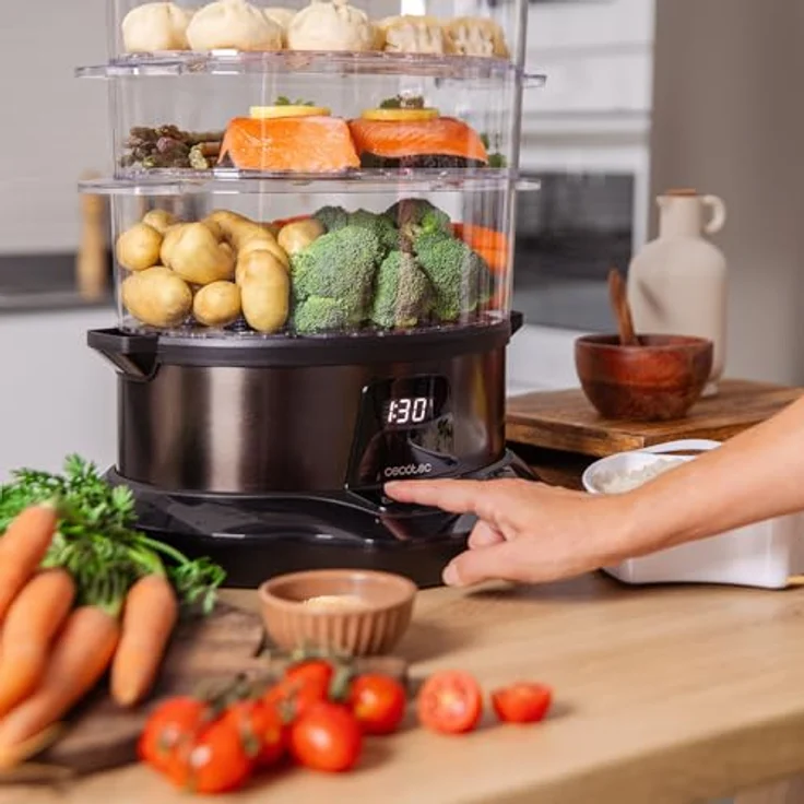 Cecotec Dampfgarer VapoVita 3000 Pro, Digitaler Dampfgargerät mit 1000 W, 1 Liter Kapazität, inklusive 3 Behältern, spülmaschinengeeignet – Bild 3