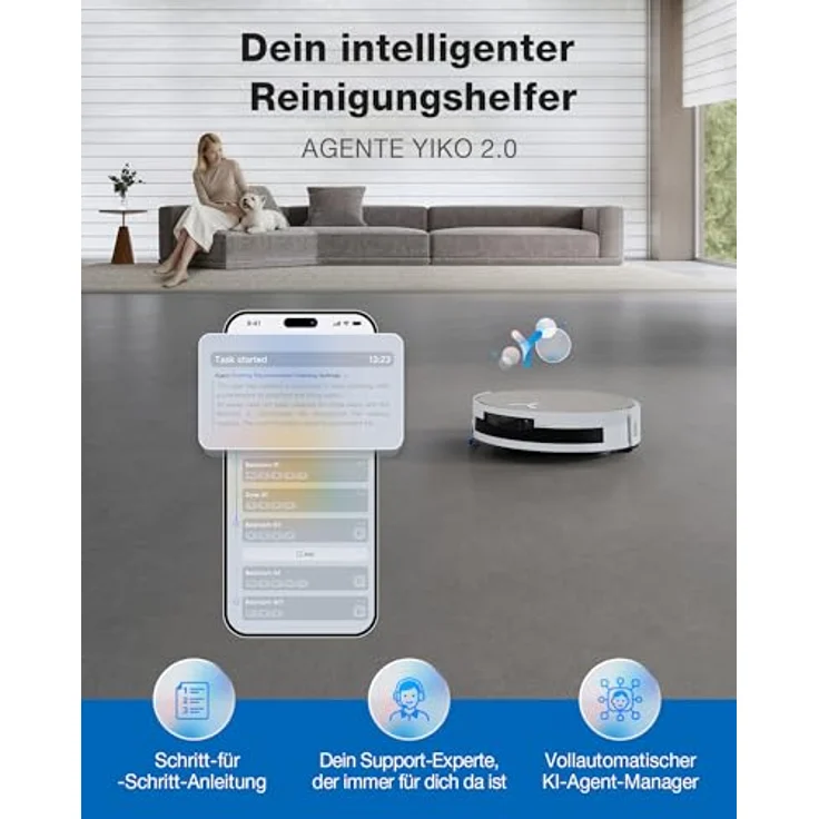 Ecovacs X12 PRO OMNI, Beutelloser Staubsauger-Roboter mit Mop-Funktion, Weiß, 1000 m² Flächenabdeckung, AIVI 3D Navigation, 22.000 Pa Saugkraft – Bild 9