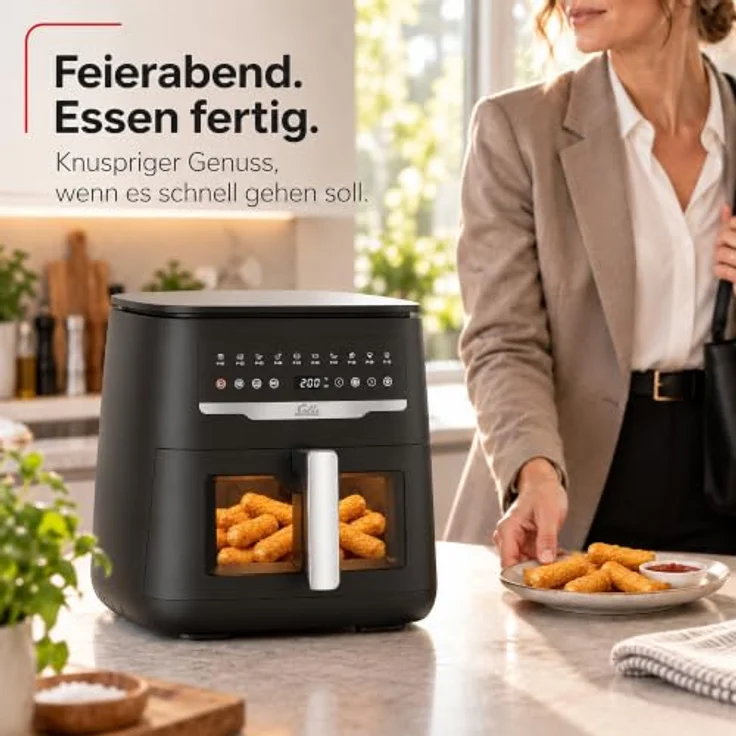 SOLIS OF SWITZERLAND Air Fryer Uno, Typ 8101, Heißluftfritteuse mit 10 Programmen, Sichtfenster, Rapid Air und zuschaltbarer Unterhitze – Bild 2