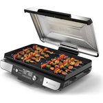 Ninja Sizzle Pro XL Indoor-Grill & Plancha, 1150 cm² Kochfläche, Antihaft-Keramikbeschichtung, abnehmbarer Deckel, Silber/Schwarz GX101EU