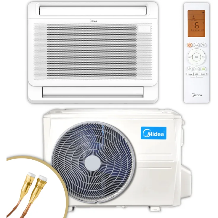 MIDEA MFA2U-12HRFNX-ME Kompakttruhen-Set, 3,5 kW Klimagerät mit Quick-Connect und Follow-Me Funktion