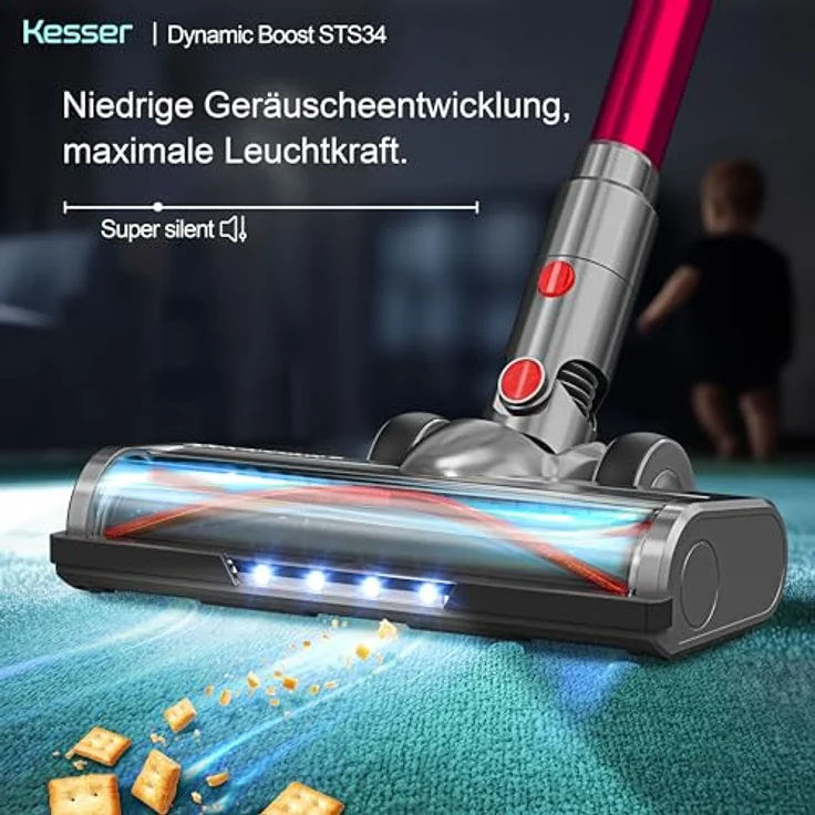 KESSER® Akku Staubsauger STS34, kabellos mit 70 Min. Laufzeit, HEPA-Filter, Anti-Tangle-Bodenbürste für Hartböden und Teppich, LED-Display – Bild 5