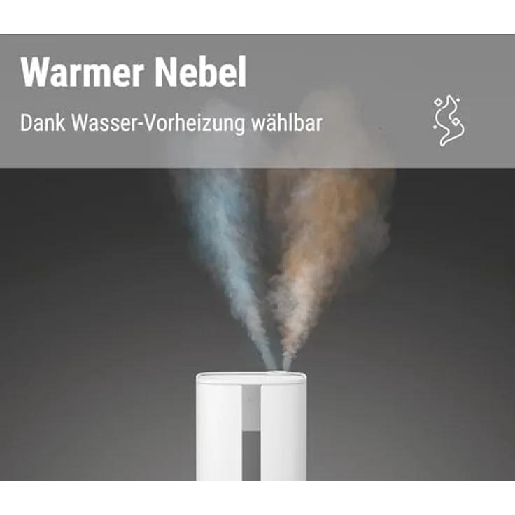 Stadler Form Luftbefeuchter Oliver, leistungsstarker Ultraschall-Vernebler für große Räume bis 60 m², 6 Stufen, Auto-Modus, hygienischer keimfreier Nebel, schwarz – Bild 3