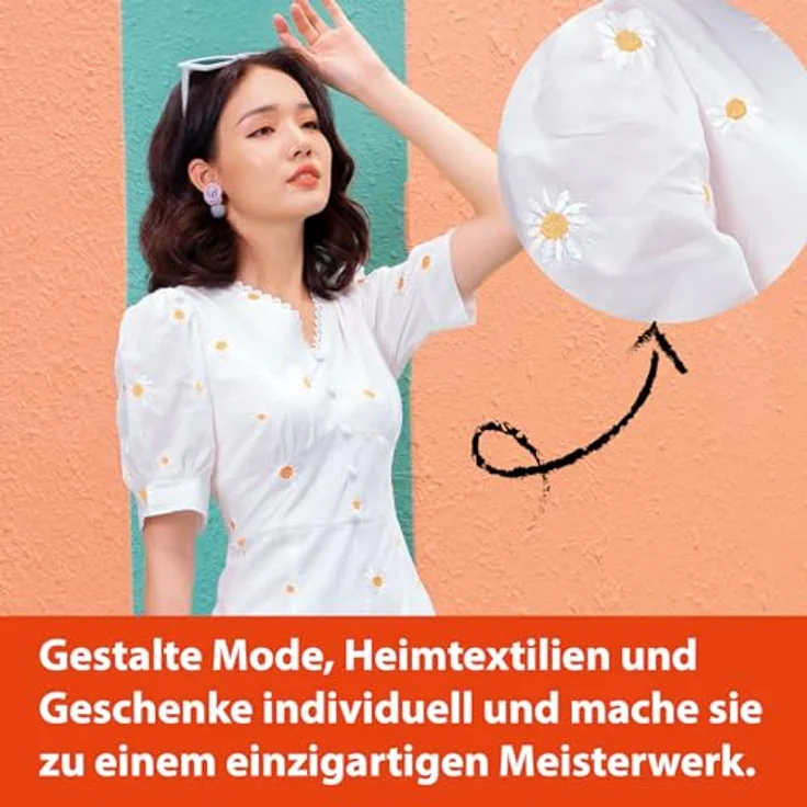 GLAESERhome miaS2000 Stickmaschine, kompakte Stickmaschine mit 96 vorinstallierten Designs und USB-Anschluss – Bild 5