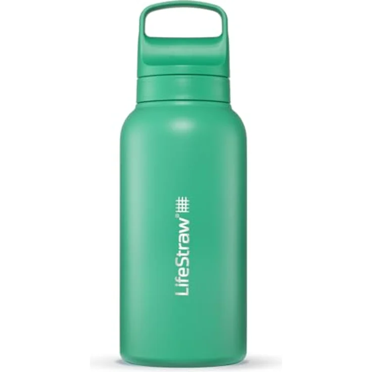LifeStraw Go Steel 1-Liter Wasserfilterflasche mit doppeltwandiger Vakuumisolierung, Farbe Cactus Green – Bild 1