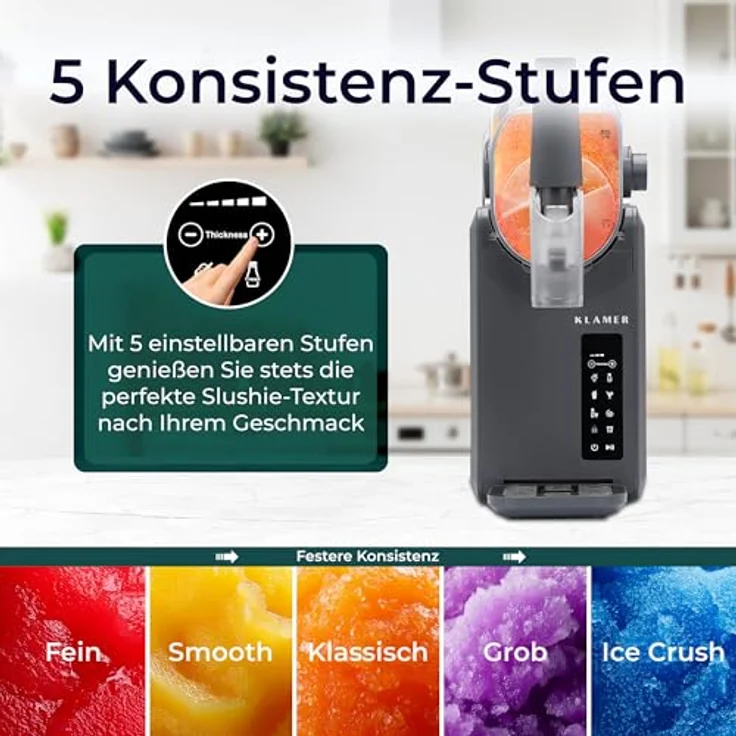 KLAMER Slush Maschine, 2,6L mit 5 voreingestellten Programmen für Slushie, Cocktail, Milchshake, Frappé und Wein, Turbo Freeze, automatische Reinigung, kein Eis erforderlich – Bild 4