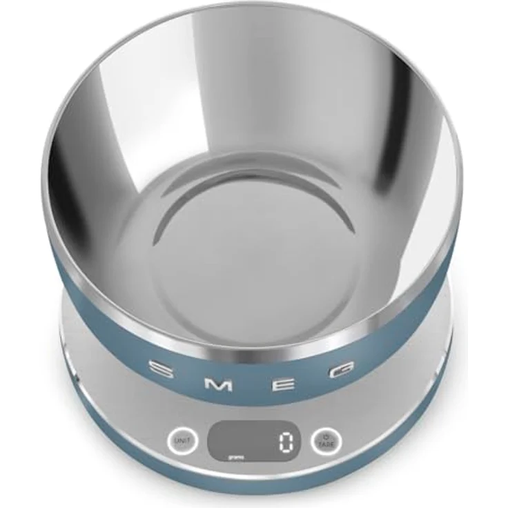 Smeg Digitale Küchenwaage KSC01SBMWW, 5 kg Tragkraft, USB-C Akku, Storm Blue, mit Edelstahlschüssel und Tara-Funktion – Bild 3
