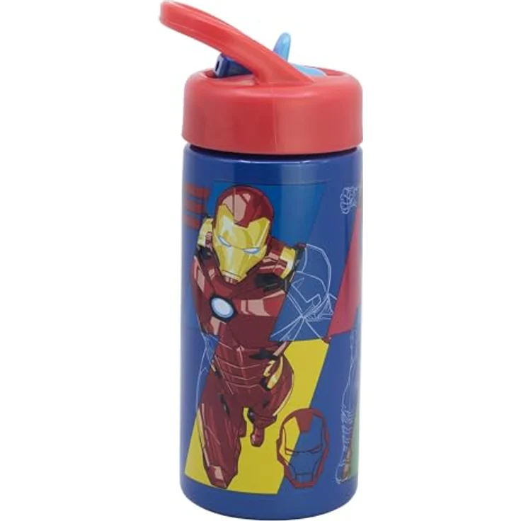Captain Marvel Kinder Wasserflasche, Trinkflasche 410 ml für Schule und Alltag, kindgerechte Form, robust und leicht zu reinigen – Bild 2