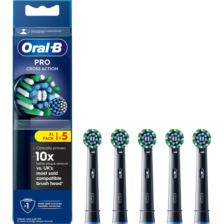 Oral-B Pro Cross Action Zahnbürstenköpfe, 5er Pack, schwarz