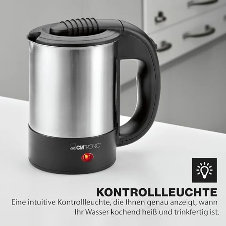 Clatronic WKR 3624 Reise-Wasserkocher, inox-schwarz – Bild 4