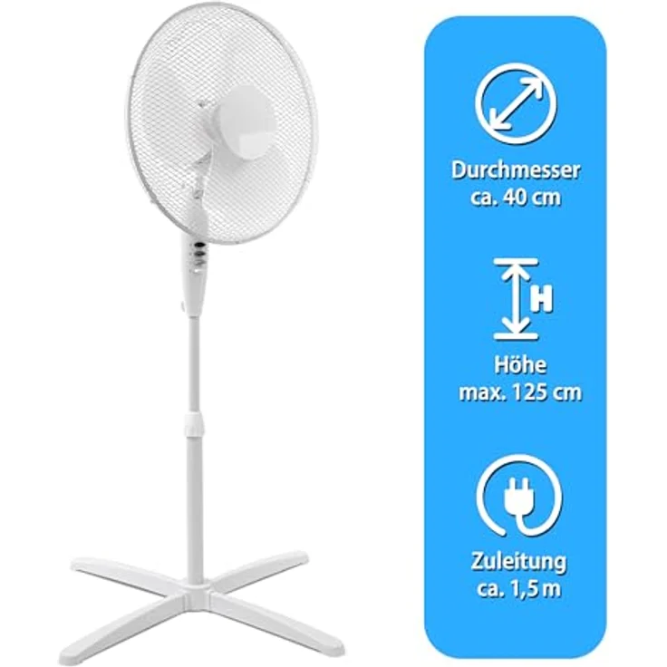 Standventilator - 3 Stufen - höhenverstellbar - drehbar - Ø 40cm – Bild 8