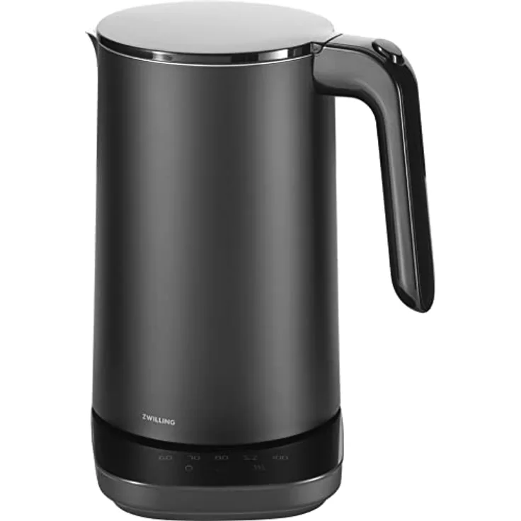 Zwilling Enfinigy Pro Wasserkocher, 1850 Watt, mit Temperatureinstellung, 1,5 l, Abschaltautomatik, Trockengehschutz, Überhitzungsschutz, Edelstahl, Schwarz 