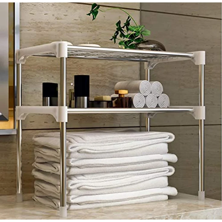 Bayli Mikrowellenregal mit 2 Ebenen | Halter für Mikrowelle | Küchenregal [56 x 30 x 50 cm] | Mini Backofen Halterung | Standregal, grau – Bild 8