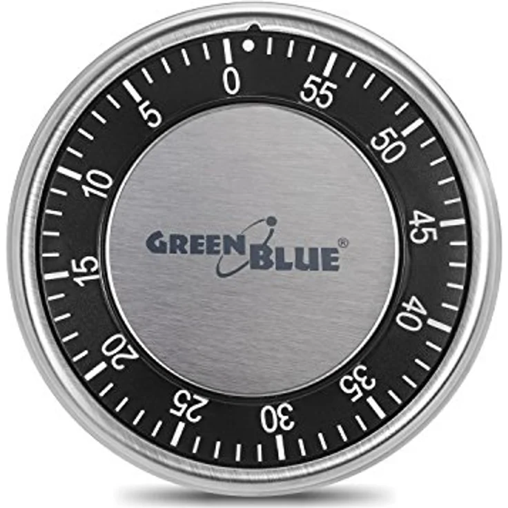 Green Blue GB152 Mechanischer Küchentimer Zeitmesser Eieruhr mit Magnetischer Rückseite Kochuhr Kurzzeitmesser 59min, Silver - Black – Bild 3