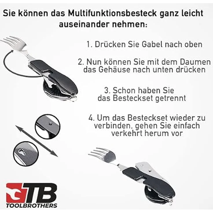 Toolbrothers Fan Lunchpaket mit Edelstahl Brotdose + Edelstahl Trinkflasche 500 ml + 4 in 1 Multifunktions Besteck + Marken-Kühltasche, 100% ökofreundlich, Set mit 1200ml & Edelstahldeckel – Bild 5