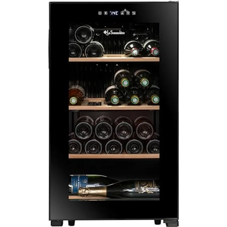 La Sommeliere Weinkühlschrank LS36BLACK, 36 Flaschen, Temperier-Servier-Weinschrank, Glastür aus UV-undurchlässigem Glas, 5°C bis 20°C, freistehend – Bild 1