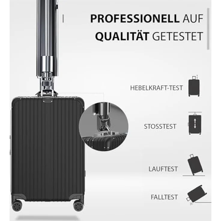 Voyagoux Hartschalenkoffer 114L, Aluminium, TSA-Schloss, 4X Airwheel-System Rollen, Schwarz, 77x51x32cm – Bild 5