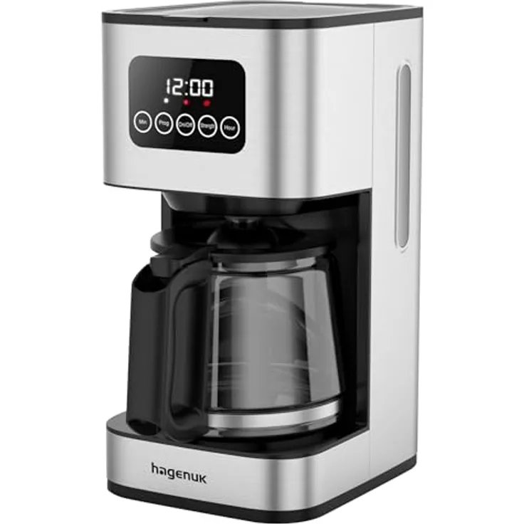 Hagenuk Digitale Kaffeemaschine 1,5L, 12 Tassen, mit Warmhaltefunktion, Timer und Permanentfilter