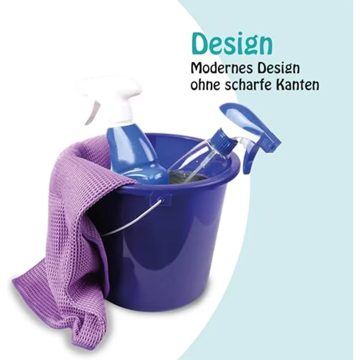 ProHome Putzeimer Kunststoff mit Metallbügel, stapelbar, 5 Liter, BPA-frei, blau, Made in EU – Bild 3