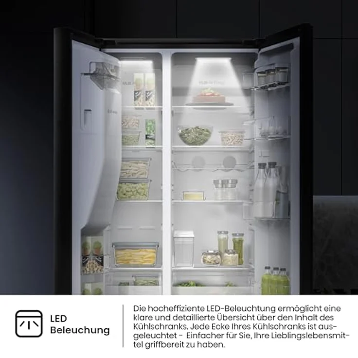 Hisense RS5P535NTFE Side-By-Side Kühl-Gefrier-Kombination, 376 Liter Kühlteil, 190 Liter Gefrierteil, Wasser-/Eisspender, Total NoFrost, Multi AirFlow, FastFreeze, schwarz – Bild 10
