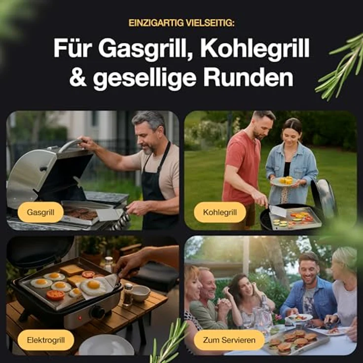NTG Plancha Grillplatte Edelstahl 40×30 cm, rostfrei, 4 mm dick, inkl. Spachtel, für Gasgrill und Kohle – Bild 6