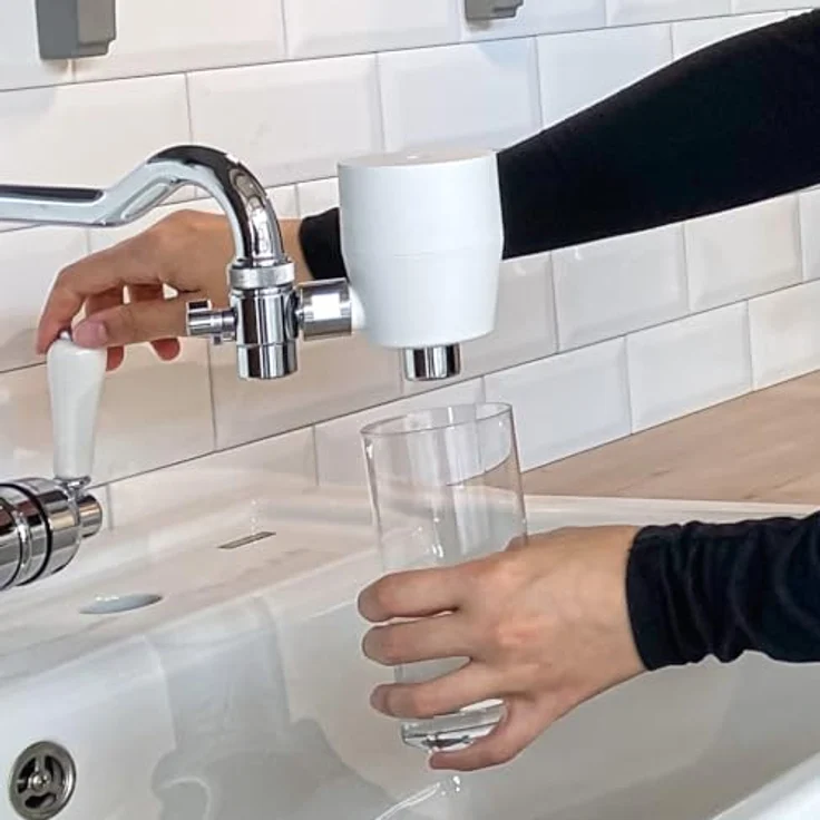 rivaALVA-S Viva Wasserhahnfilter, weiß, mit biologisch abbaubarem Gehäuse und Blockaktivkohle, filtert Schwermetalle, Medikamente, Chlor und mehr – Bild 3