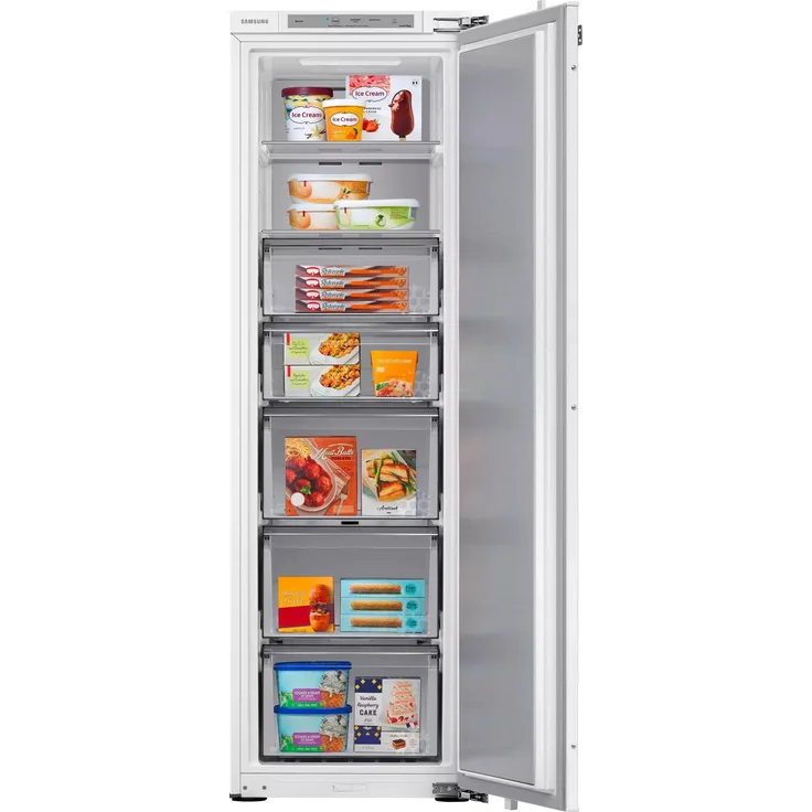Samsung BRZ22720EWW/EG Einbaugefrierschrank, 218 L, 5 Schubladen, 4-Sterne, leise 35 dB, Energieklasse E, integrierbar, weiß