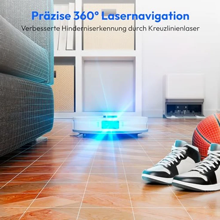 MEDION Saugroboter X55 SW+, 3-in-1 mit 10000Pa Saugkraft, Lasernavigation, Wischfunktion und Absaugstation – Bild 4