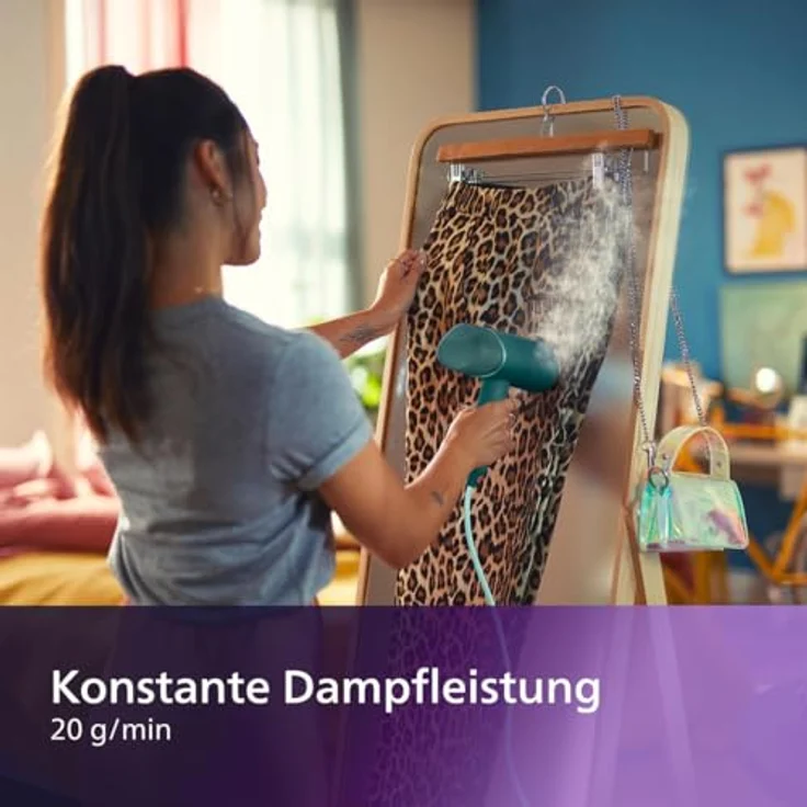 Philips Dampfglätter STH 3020/70, 1000 W, kompakt und einklappbar, grün – Bild 3