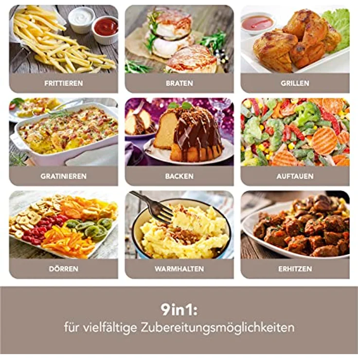 GOURMETmaxx Digitale XL Heißluftfritteuse 12 Liter | Besonders fettarme und schonende Zubereitung | 9 Programme | Timerfunktion für punktgenaues Garen und automatisches Abschalten [Schwarz] – Bild 4