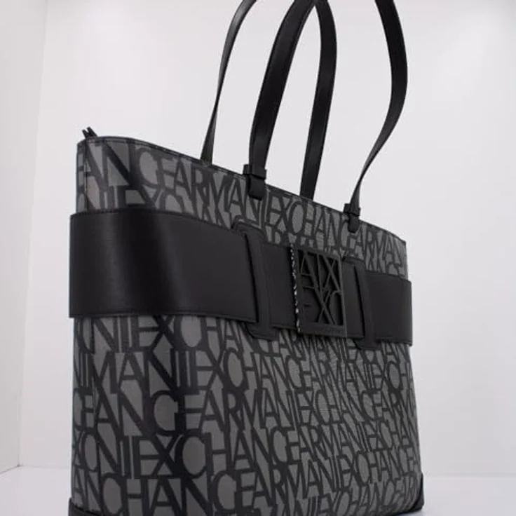 Armani Exchange Shopper Tasche, 55.5 cm x 12 cm x 29 cm, 100% Baumwolle, schwarz – Bild 2