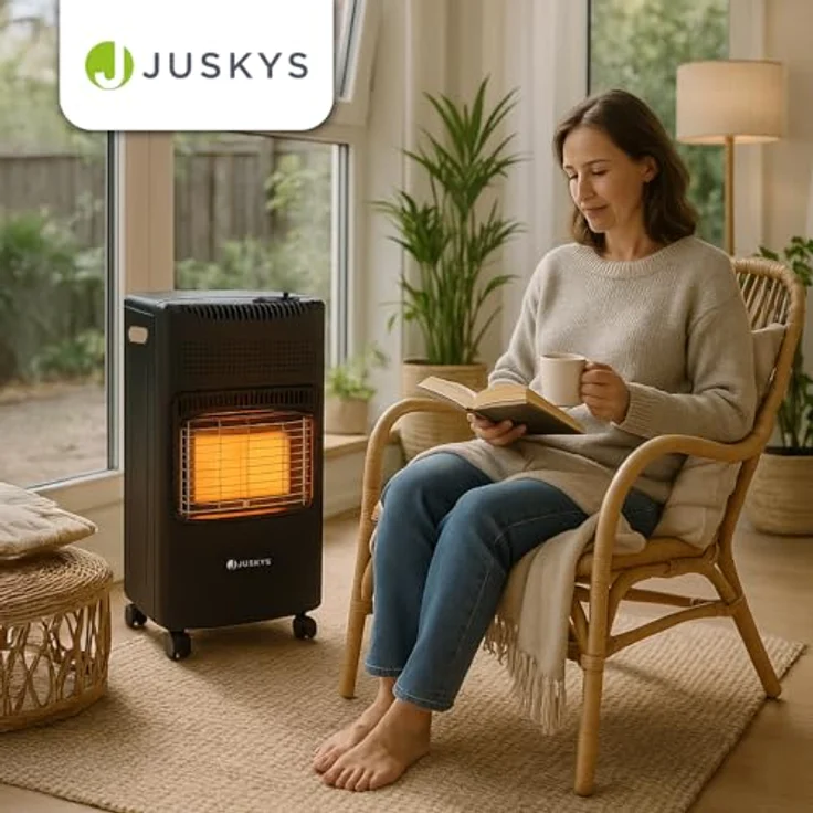 Juskys Gasheizung GS42US – Infrarot-Heizstrahler bis 4200 W für Terrasse & Outdoor – mobiles Heizgerät mit Keramikplatten – Gasheizstrahler in Schwarz – Bild 8