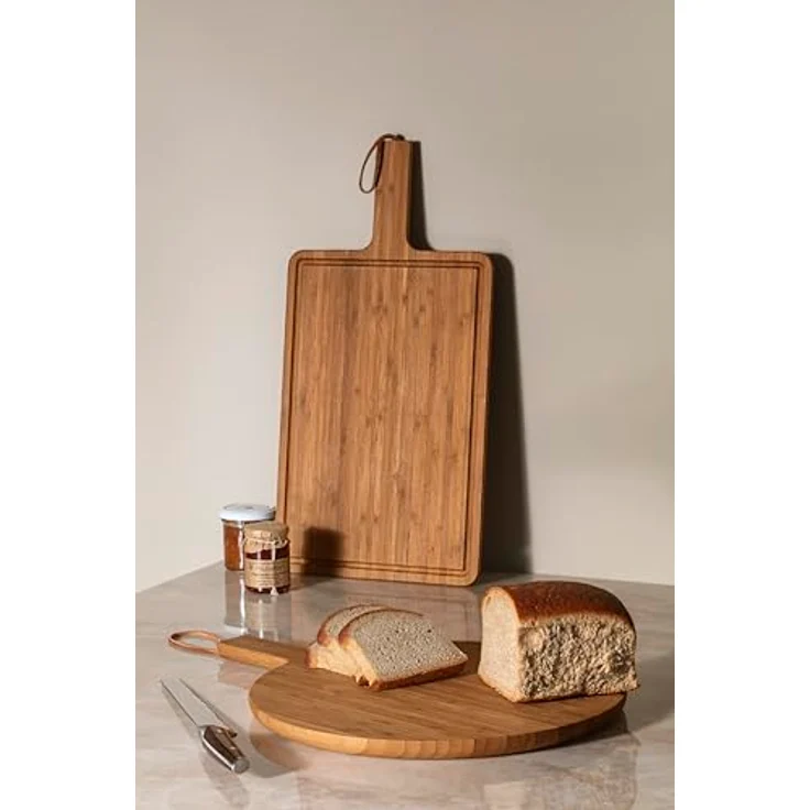 Eva Solo Schneidebrett Nordic Kitchen, FSC-zertifiziertes Bambusbrett, 35 cm x 46 cm, braun mit Lederriemen – Bild 7