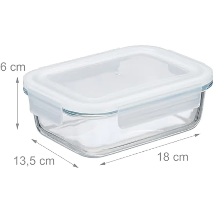 Relaxdays Glasbehälter mit Deckel, 4er Set, 640 ml, Frischhaltedosen, Kunststoffdeckel, luftdicht, transparent – Bild 4