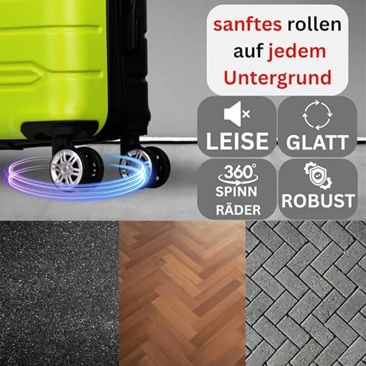 NOWI Hartschalen-Trolley Koffer M (Handgepäck) mit Zahlenschloss, 8 Rollen, in verschiedenen Farben, robust und leicht – Bild 5