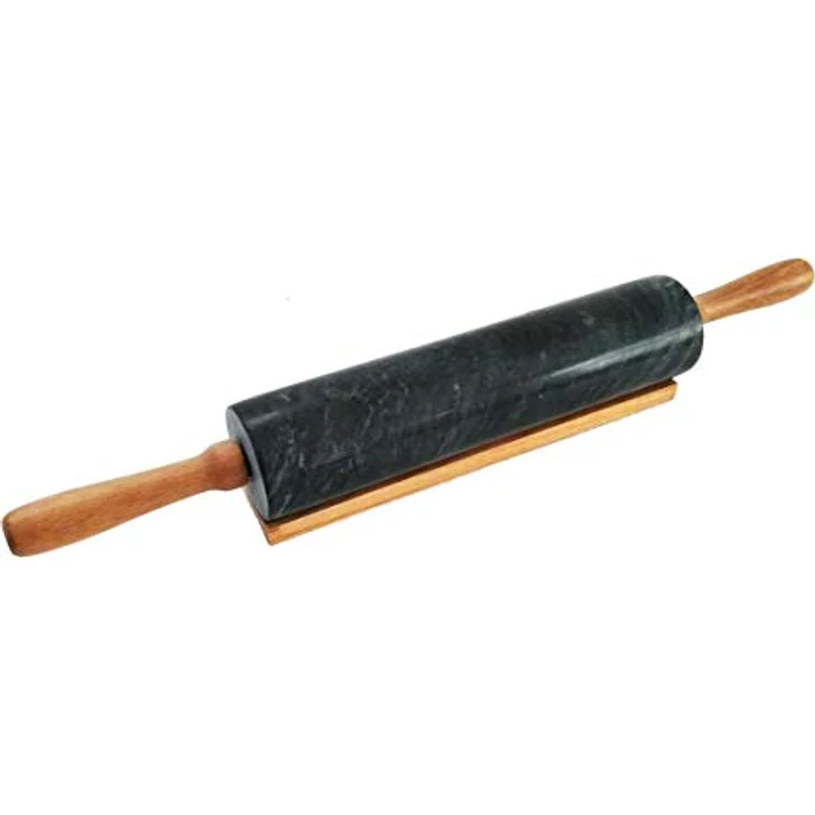 Teigroller aus Marmor mit Ständer 46x6cm Teigrolle Ausroller Nudelrolle 2kg – Bild 7