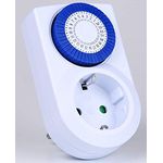 HEITECH Mini Tages-Zeitschaltuhr mit Kindersicherung - manueller EIN-Aus-Schalter, 24 Stunden Programm, Schaltzeit Minimum 30 Minuten